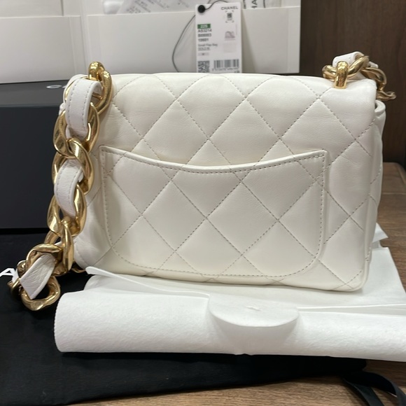 Authentic Chanel Small Flap Funky Town Bag Chunky Shoulder Strap in White - Picture 3 of 12